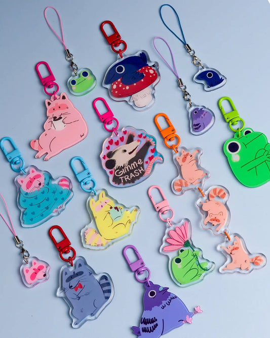 Acrylic keychains and phone charms