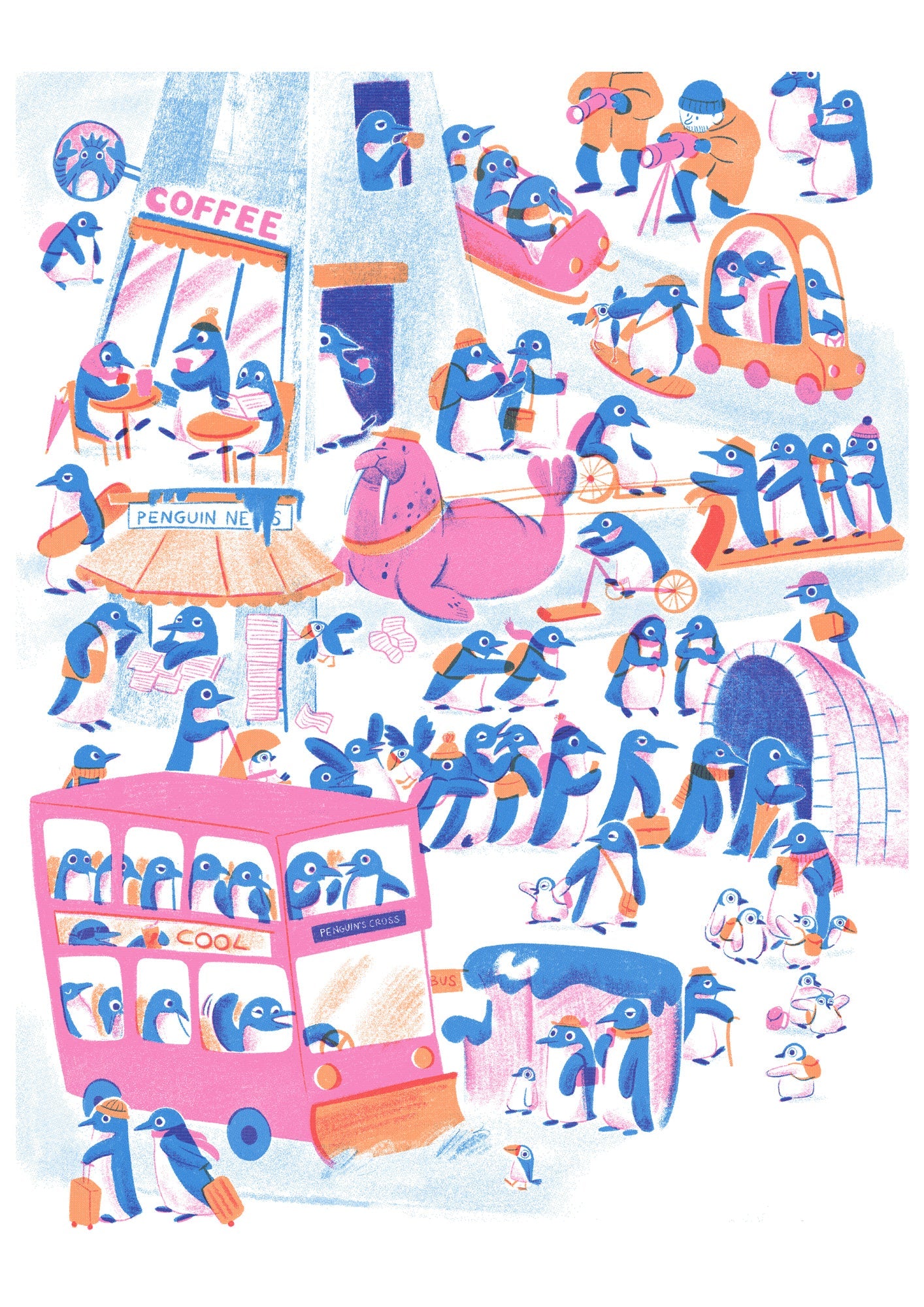 Penguin Town - A4 print