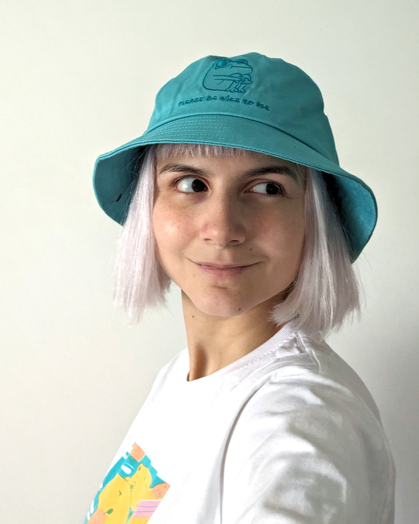 Please be Nice to Me - Teal Bucket Hat
