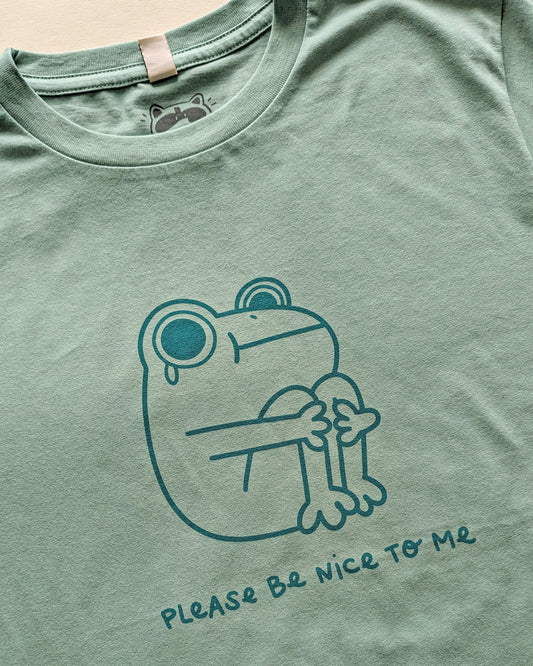 Please Be Nice to Me - Frog Sage T-shirt