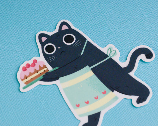 Cat with Cake - Vinyl Sticker