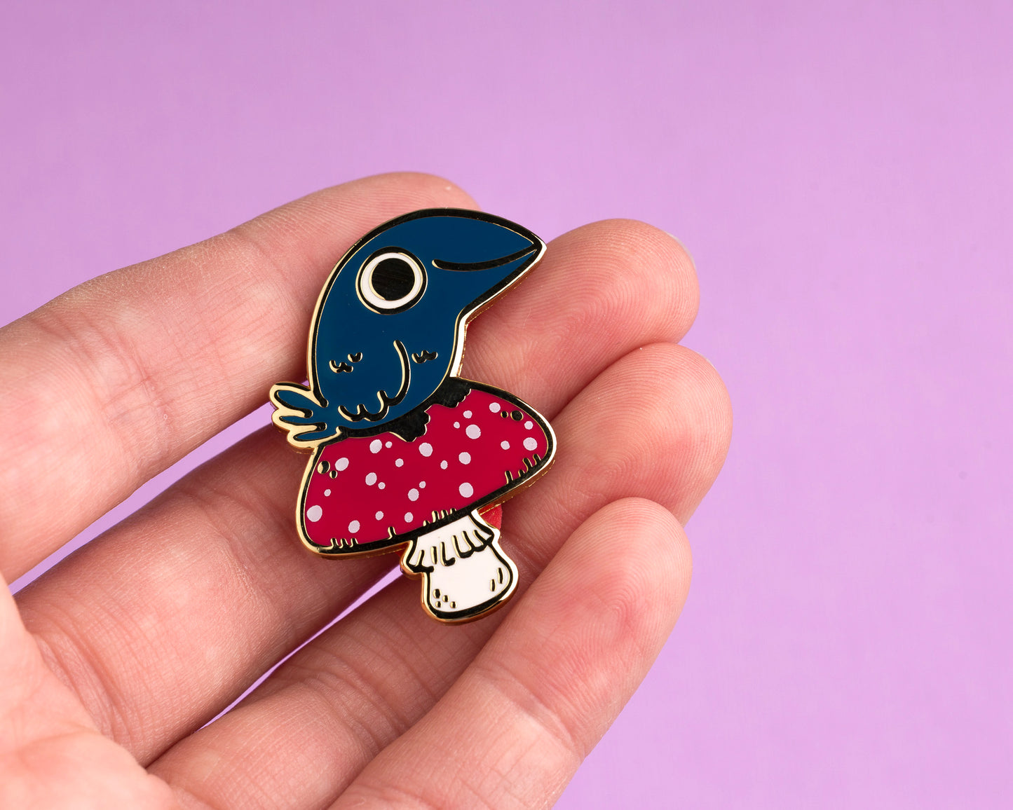 Crow on a Mushroom - Enamel Pin