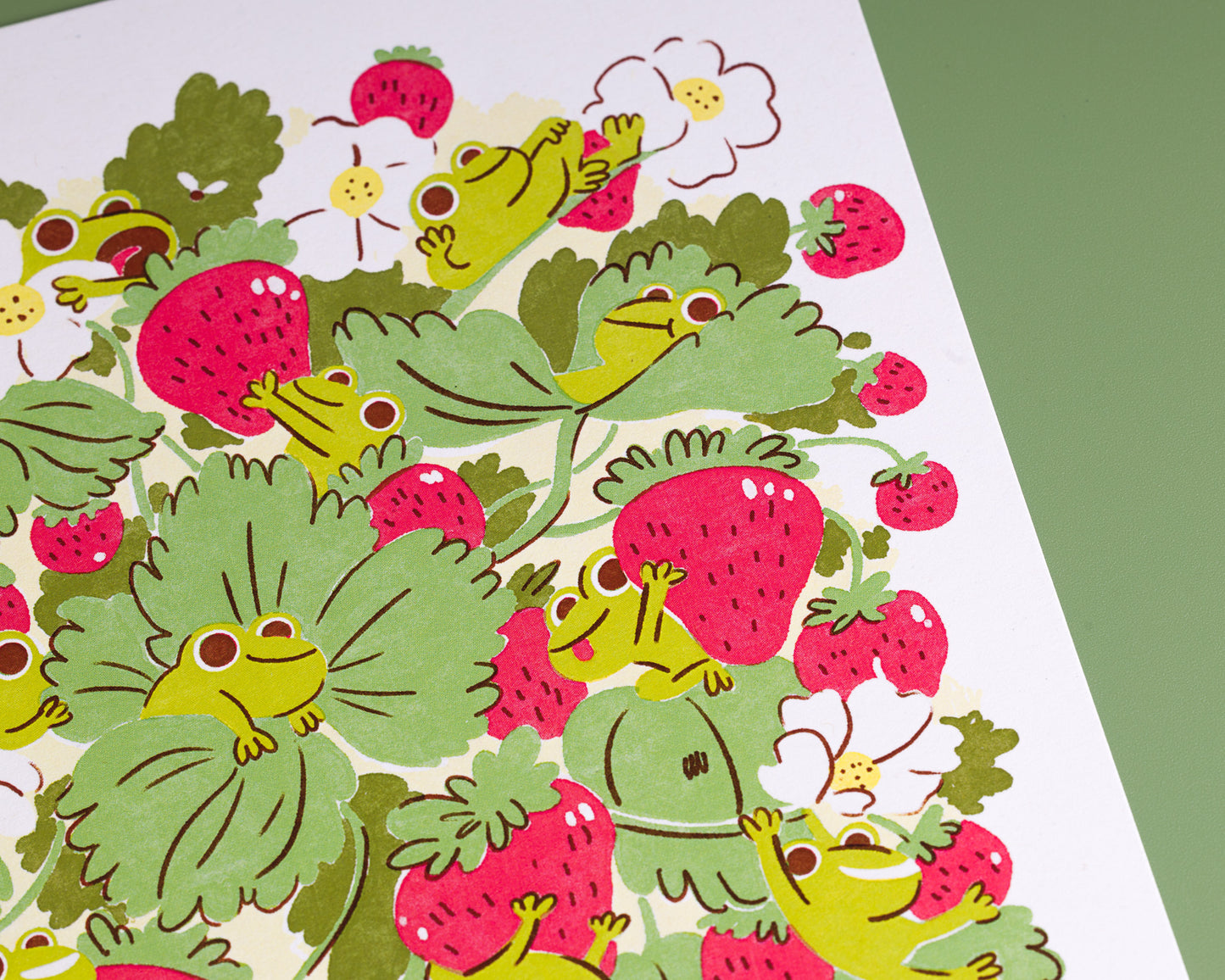 Frogs and Berries - A5 Art Print