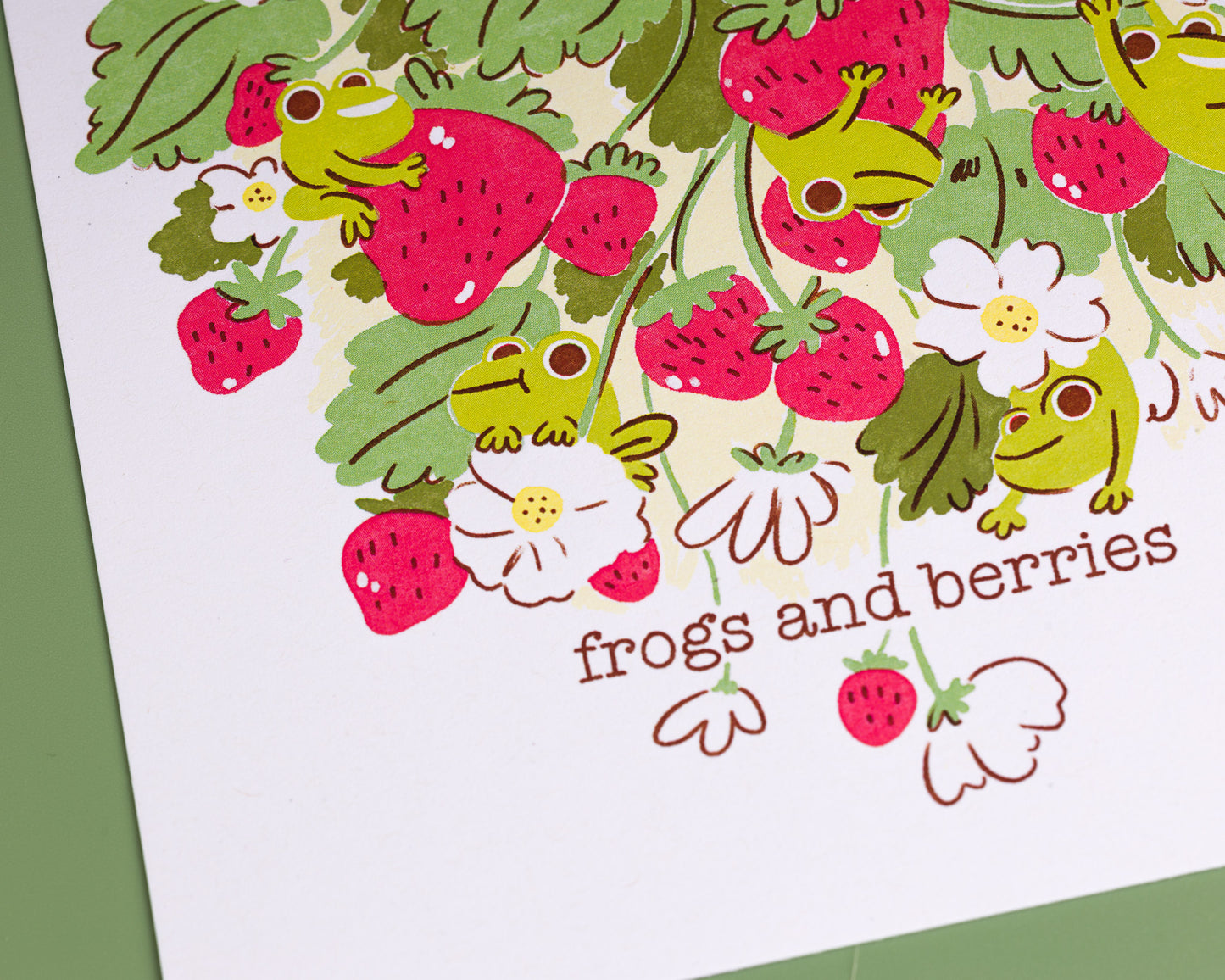 Frogs and Berries - A5 Art Print