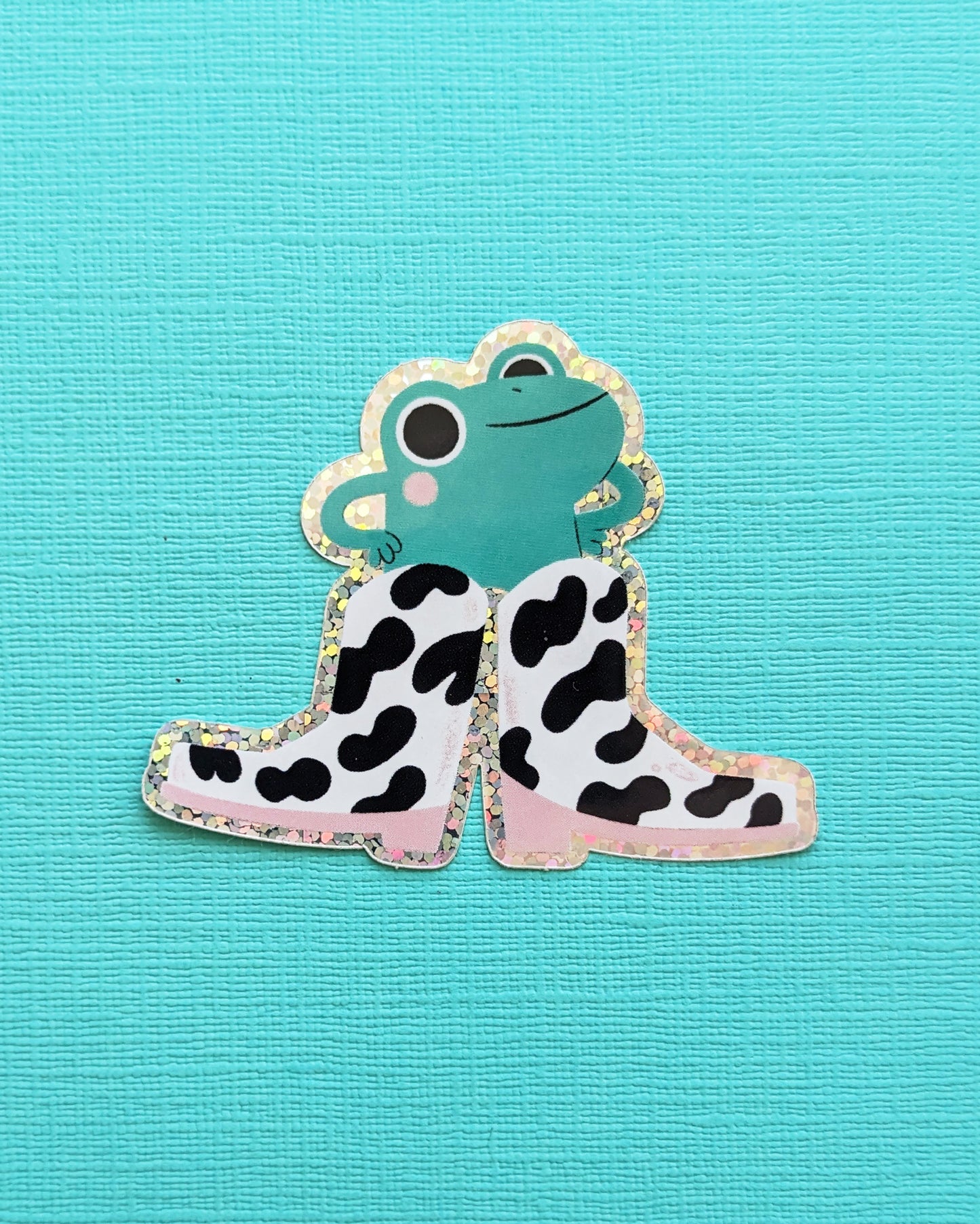 Cowboy Frog - Glitter Vinyl Sticker