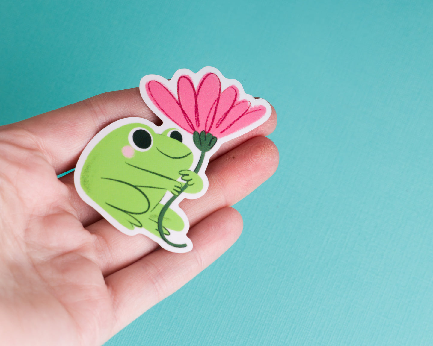 Frog with Flower - Vinyl Sticker