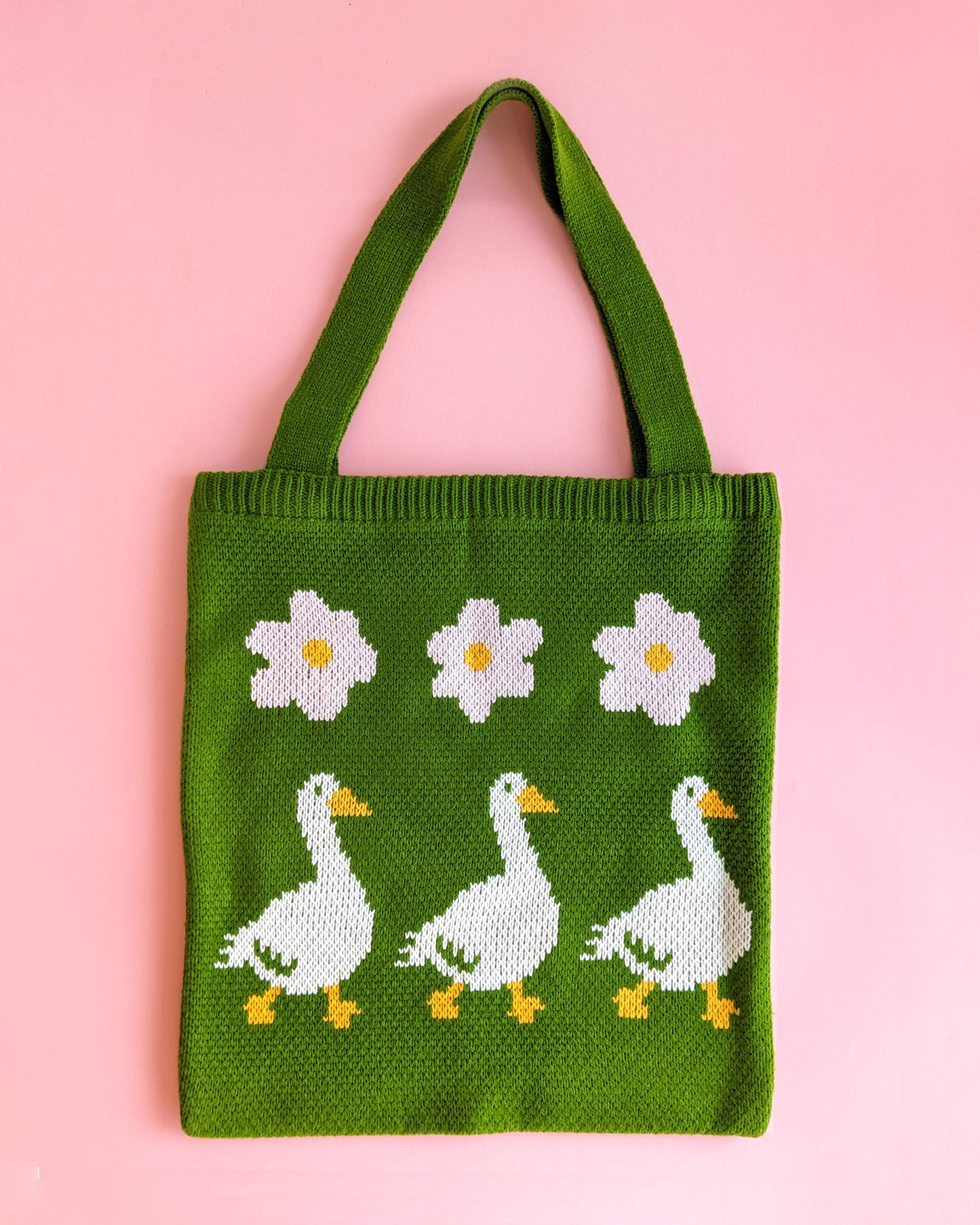 Geese and Flowers - Knitted Jacquard Bag