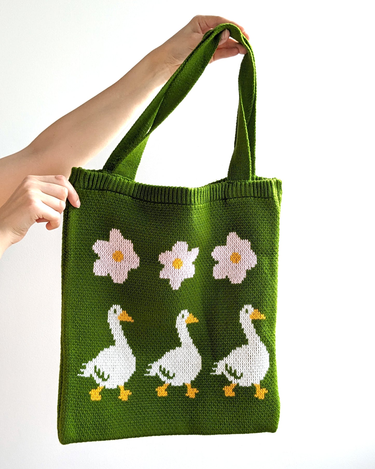 Geese and Flowers - Knitted Jacquard Bag
