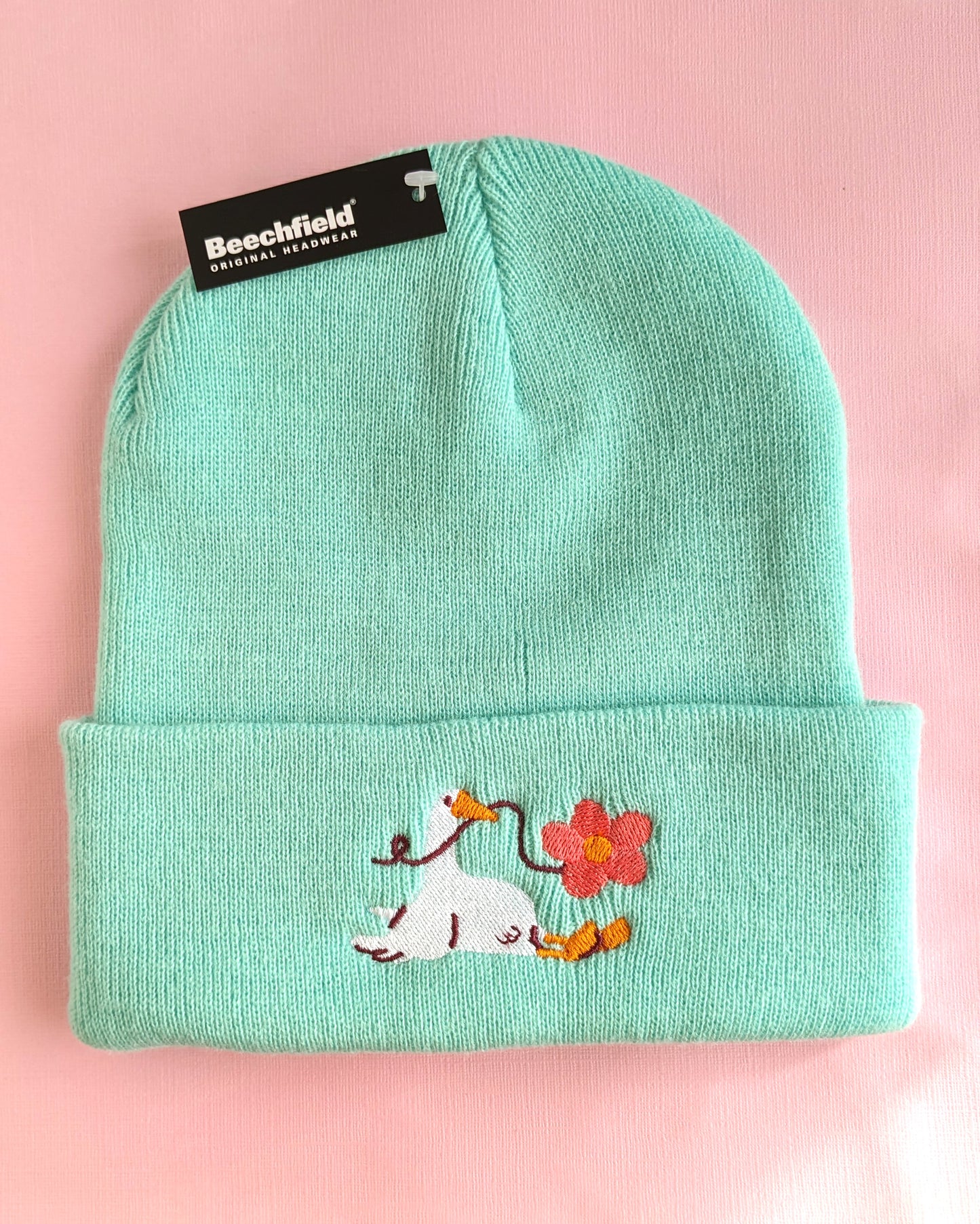 Goose and Flower - Mint Beanie
