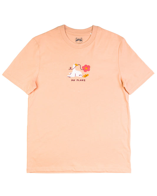 LAST CHANCE No Plans - Goose Embroidered Peach T-shirt