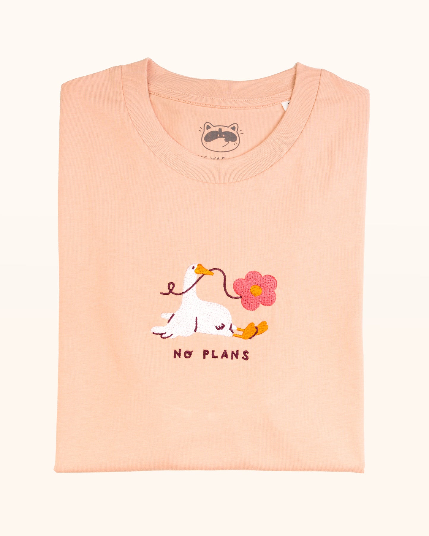 LAST CHANCE No Plans - Goose Embroidered Peach T-shirt