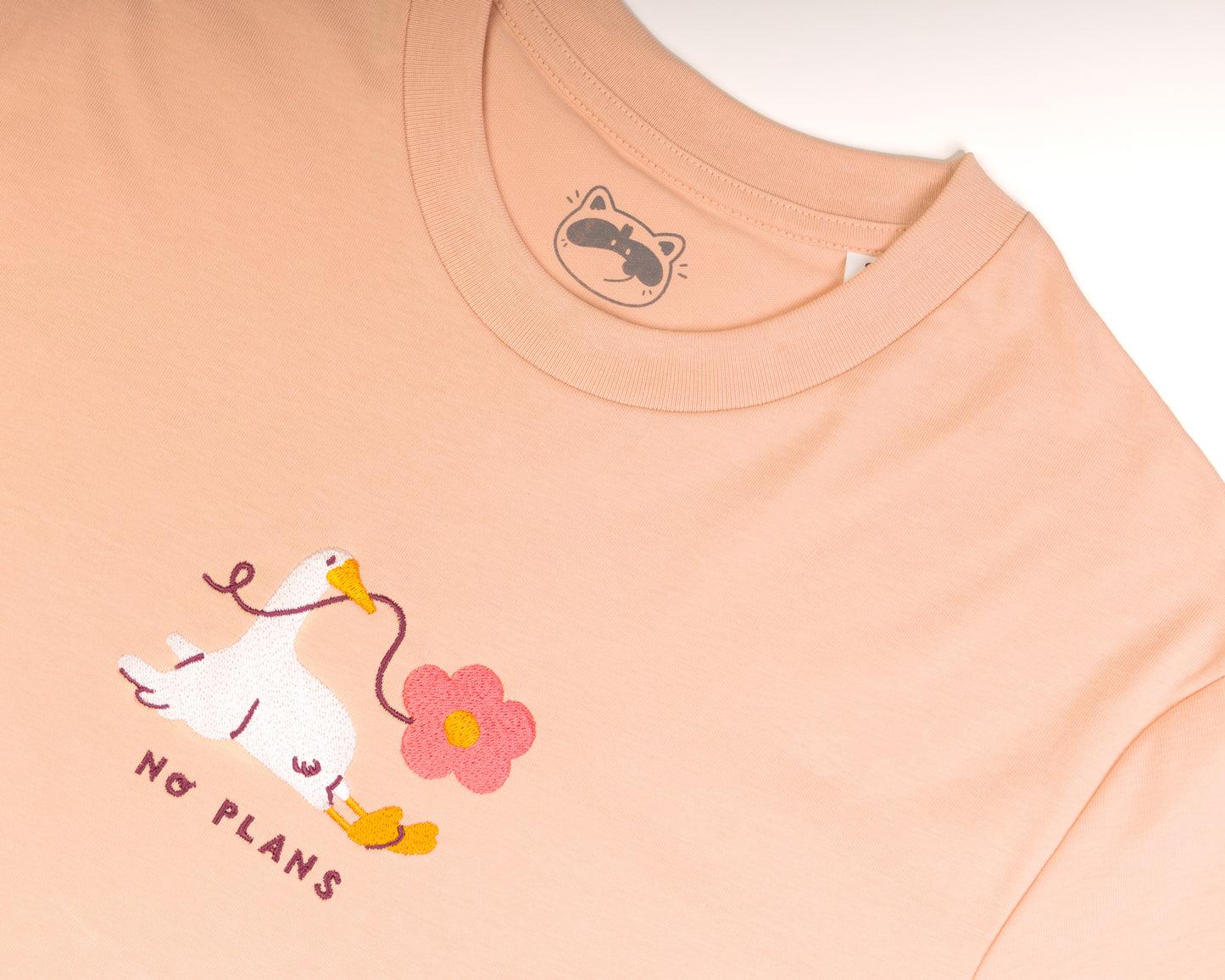 LAST CHANCE No Plans - Goose Embroidered Peach T-shirt