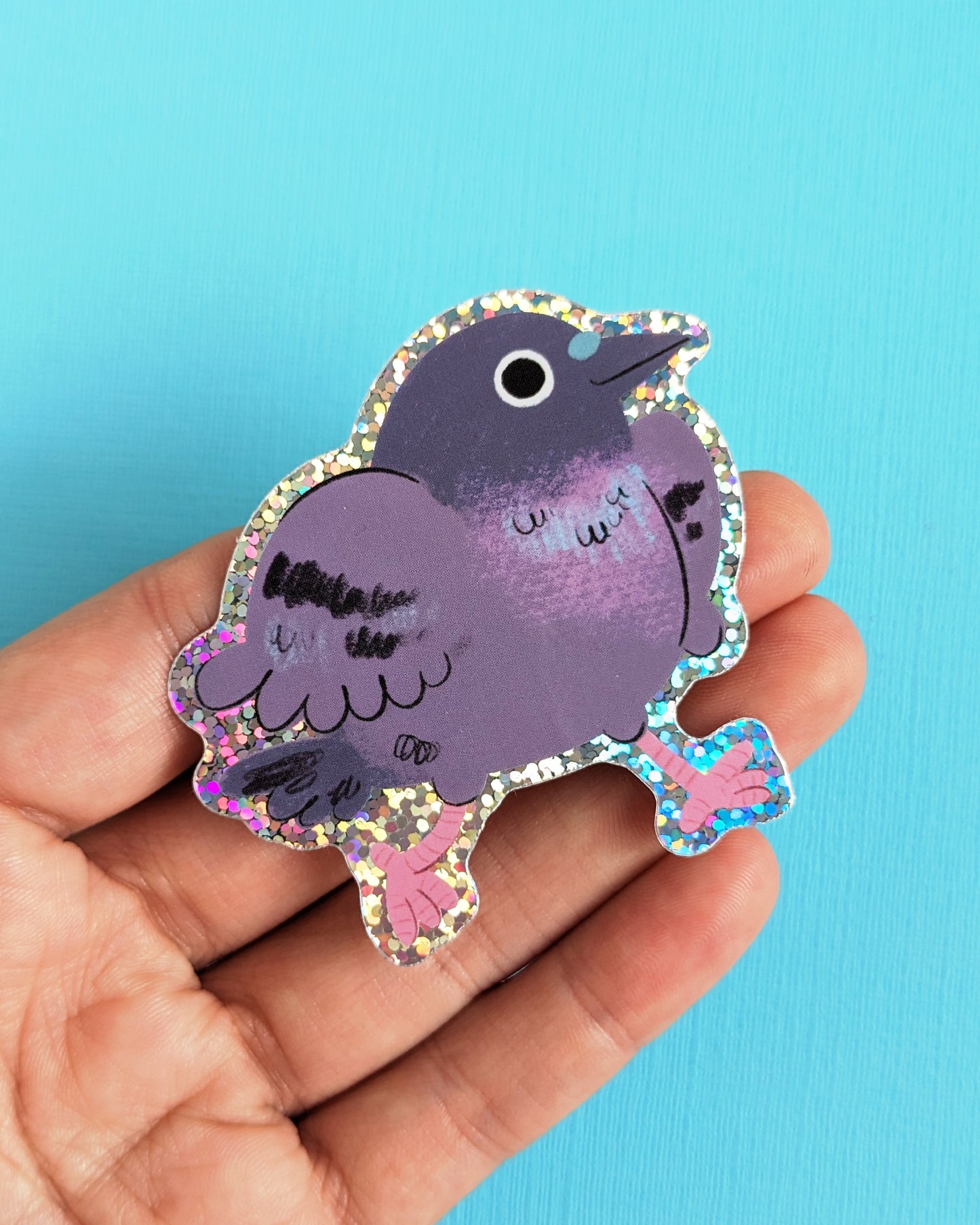 Happy Pigeon - Glitter Vinyl Sticker