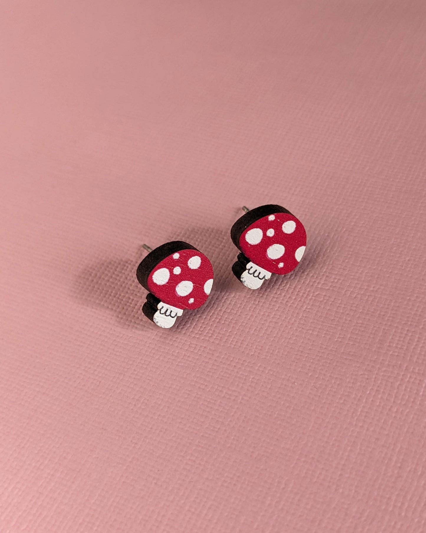 Mini Mushrooms - Wooden Earrings