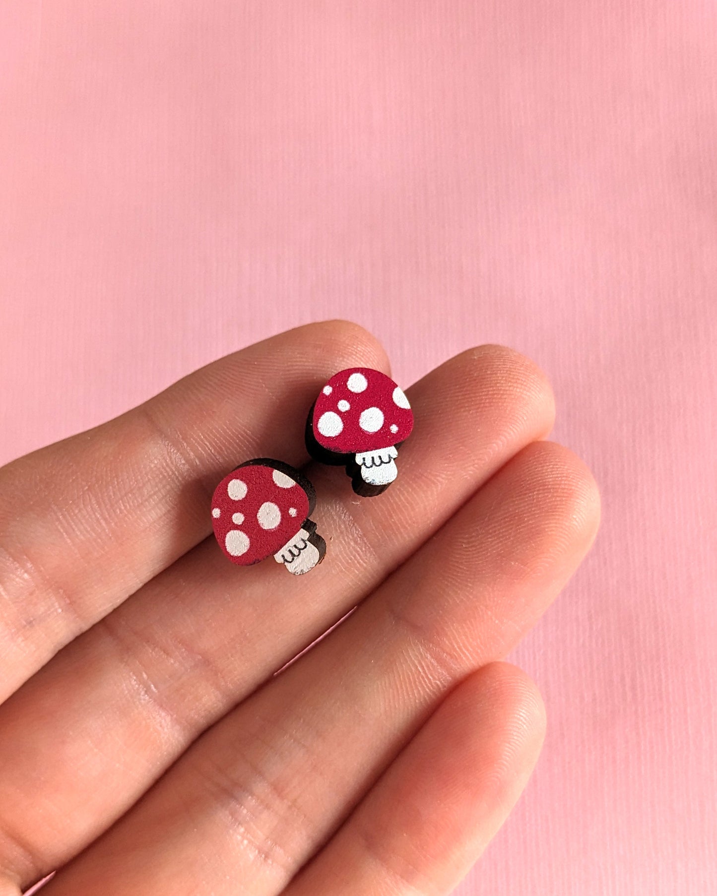 Mini Mushrooms - Wooden Earrings