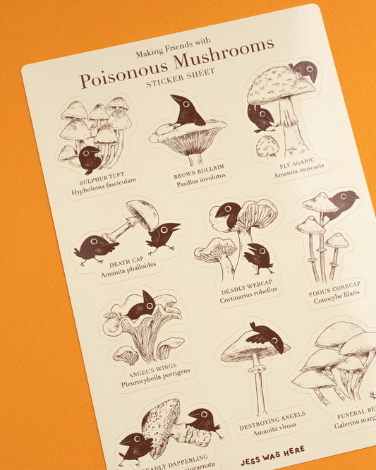 Poisonous Mushrooms - Vinyl Sticker Sheet