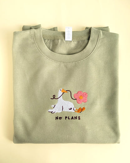 No Plans - Embroidered Pistachio Sweatshirt