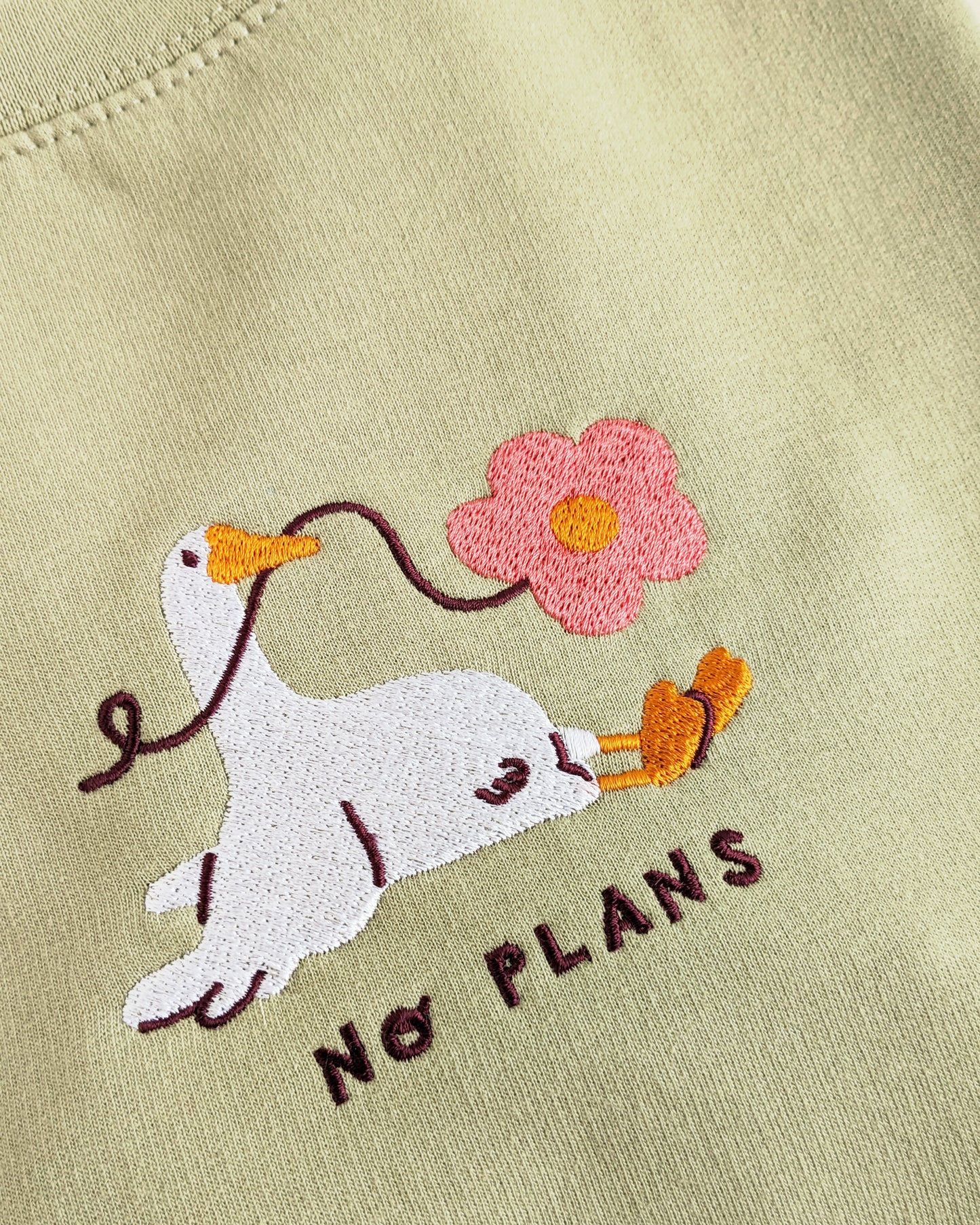 No Plans - Embroidered Pistachio Sweatshirt