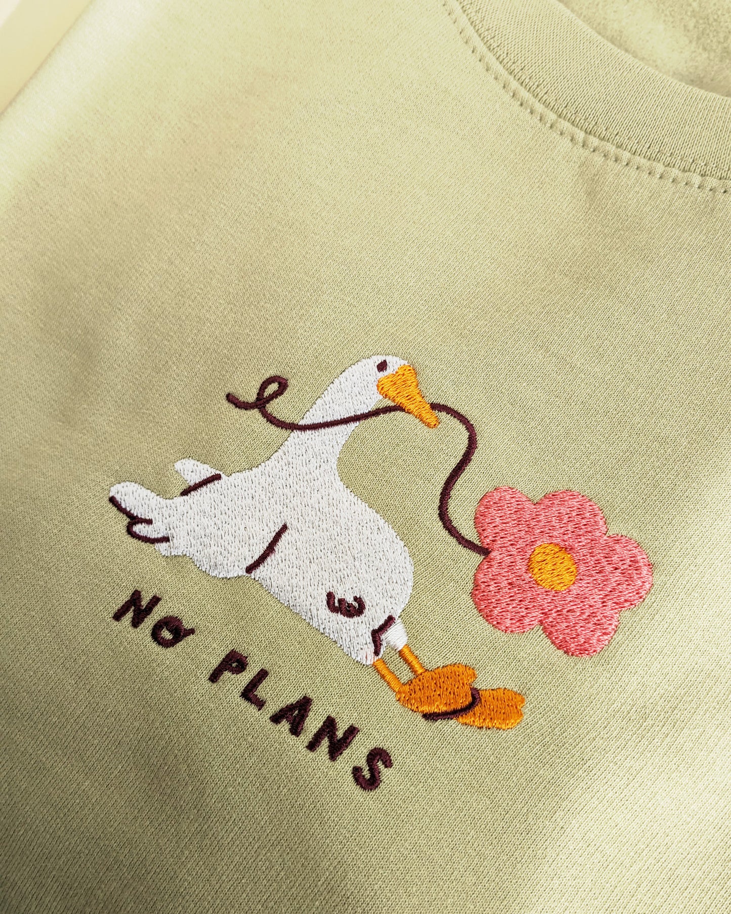 No Plans - Embroidered Pistachio Sweatshirt