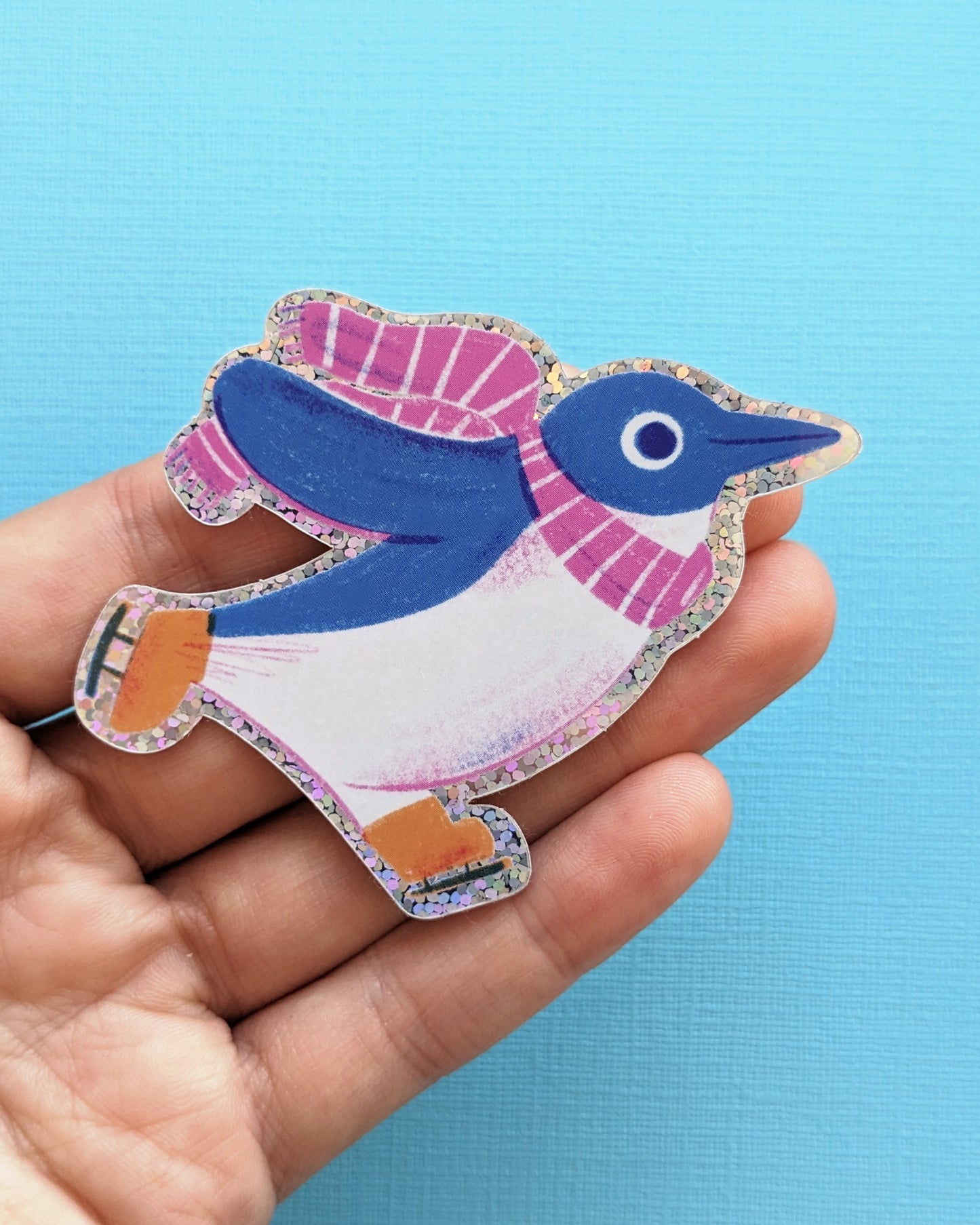 Fancy Penguin - Glitter Vinyl Sticker