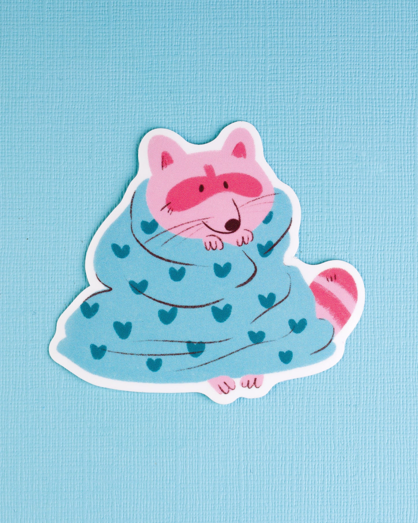 PREORDER Raccoon in a Blaket - Vinyl Sticker