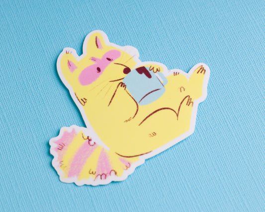 Caffeinated Raccoon - Vinyl Sticker