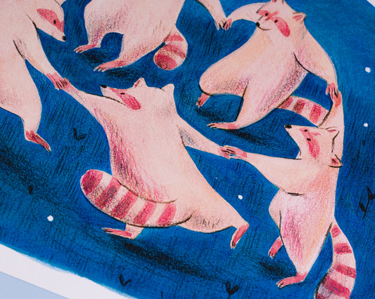 Dancing Raccoons - A5/A4 Art Print