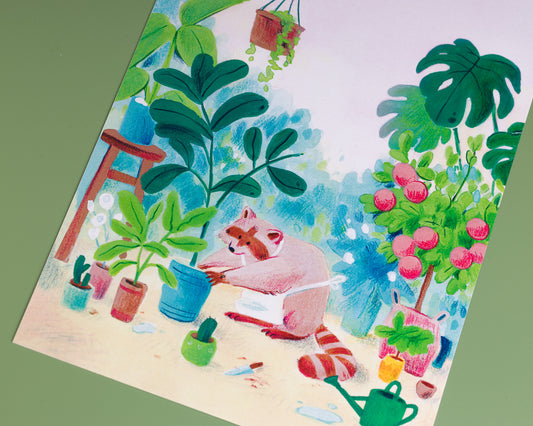 Raccoon Gardener - A5/A4 Art Print
