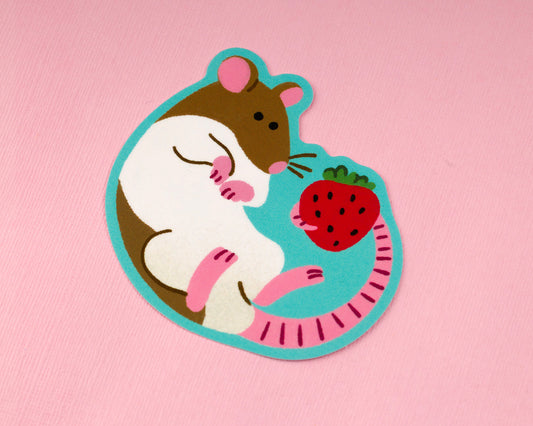 Rat and Strawberry - Vinyl Sticker