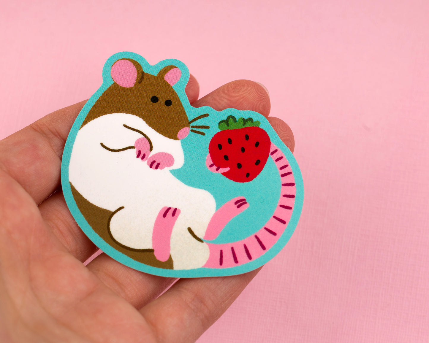 Rat and Strawberry - Vinyl Sticker