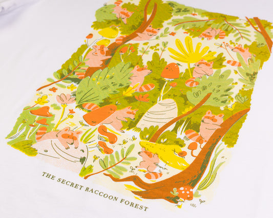 LAST CHANCE The Secret Raccoon Forest - White T-shirt