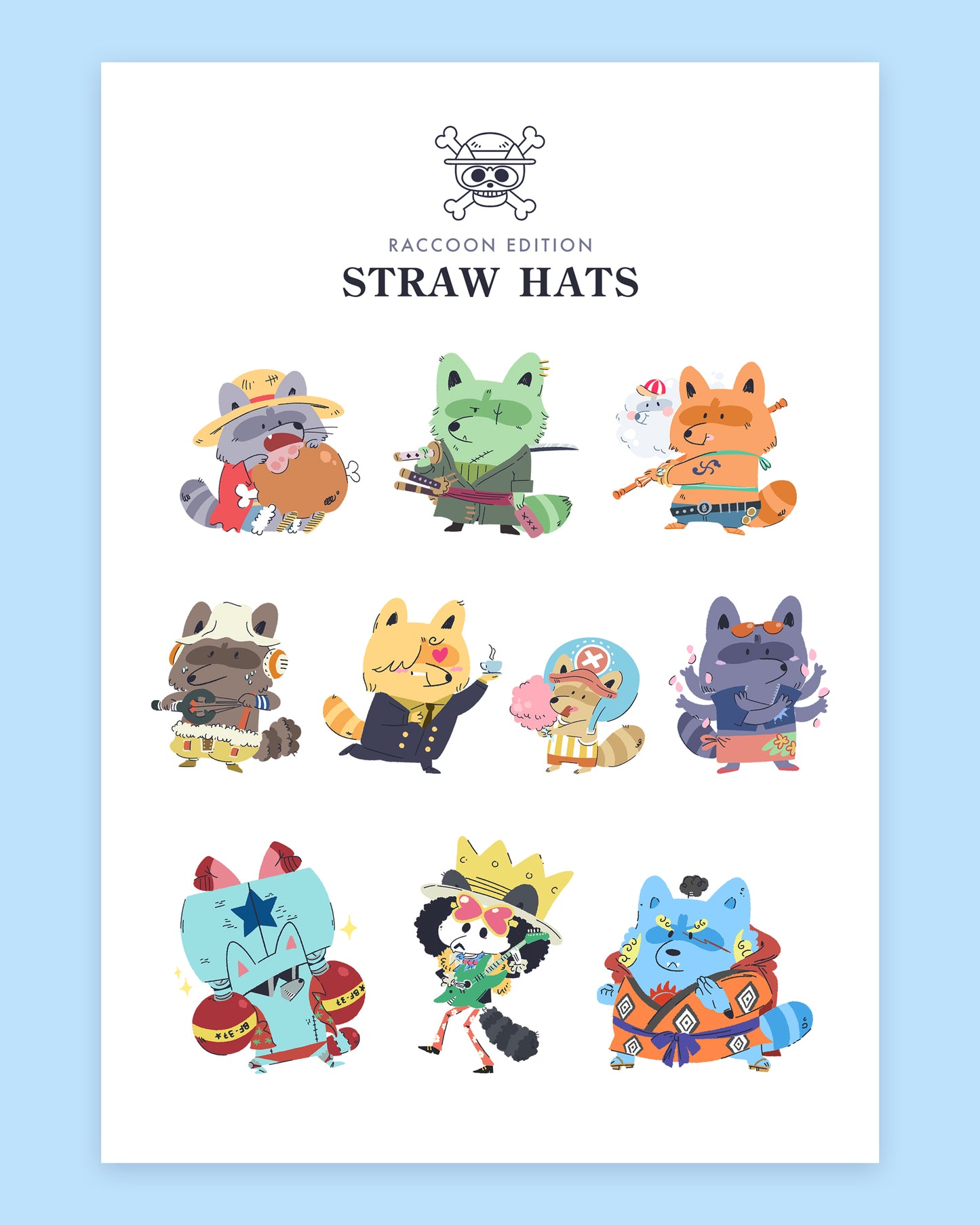 Straw Hats - A4 Art Print
