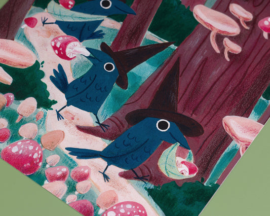 Three Little Crows - A5/A4 Art Print