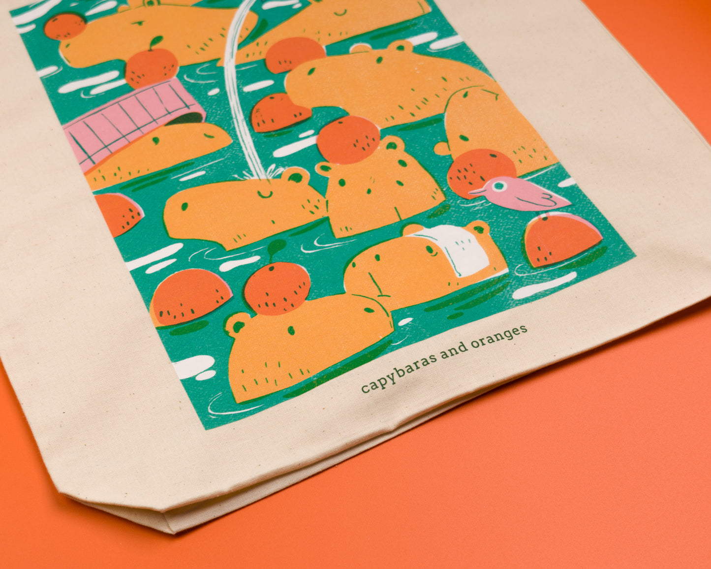 Capybaras and Oranges - Cotton Tote Bag