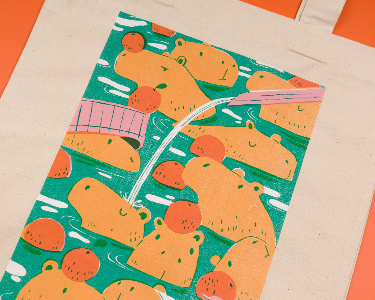 Capybaras and Oranges - Cotton Tote Bag