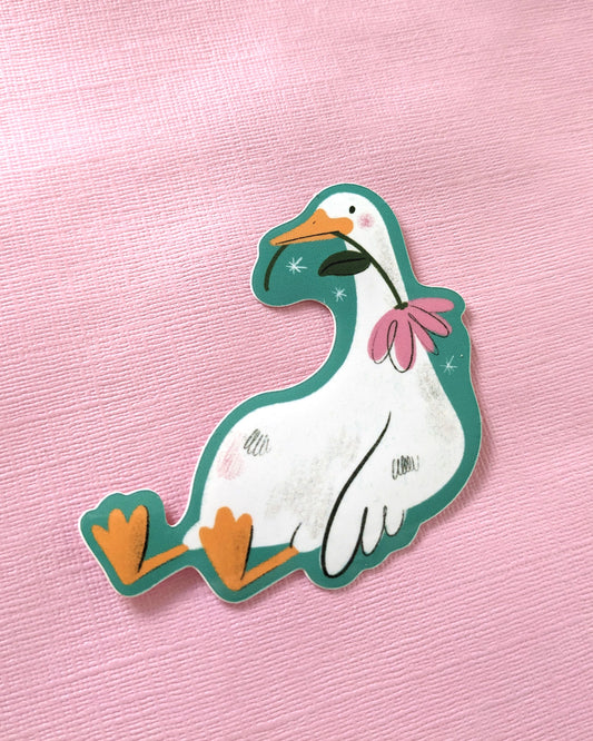 Goose and Flower - Vinyl Sticker