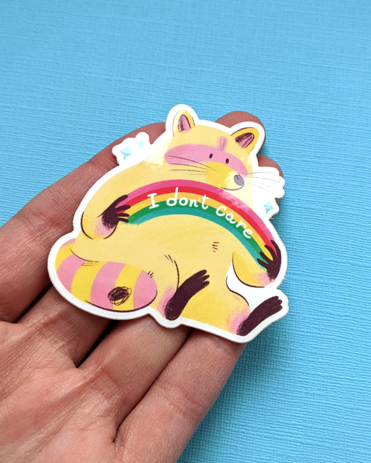 Raccoon I Don't Care - Vinyl Sticker