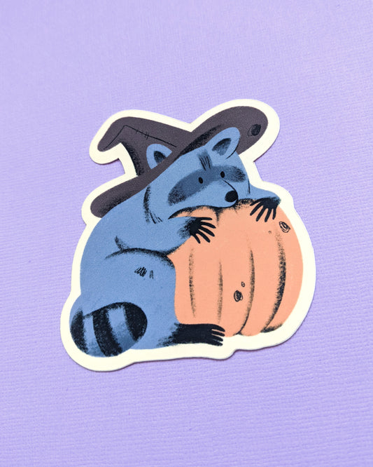 Raccoon Pumpkin - Vinyl Sticker - Patreon - Jess Was Here