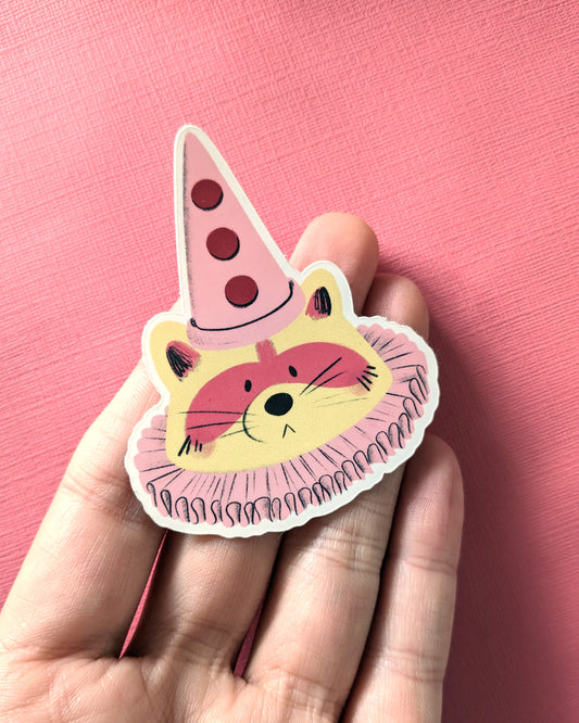 Raccoon Clown Pierrot - Vinyl Sticker