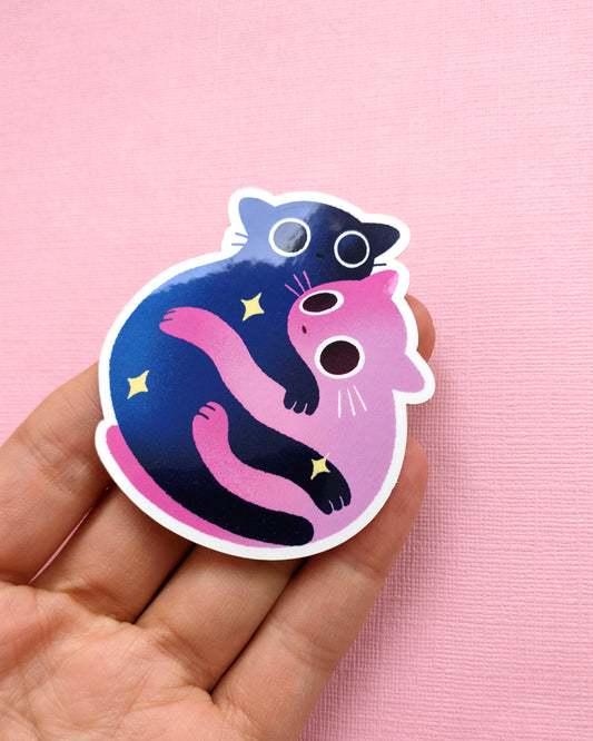 Snuggling Cats - Vinyl Sticker