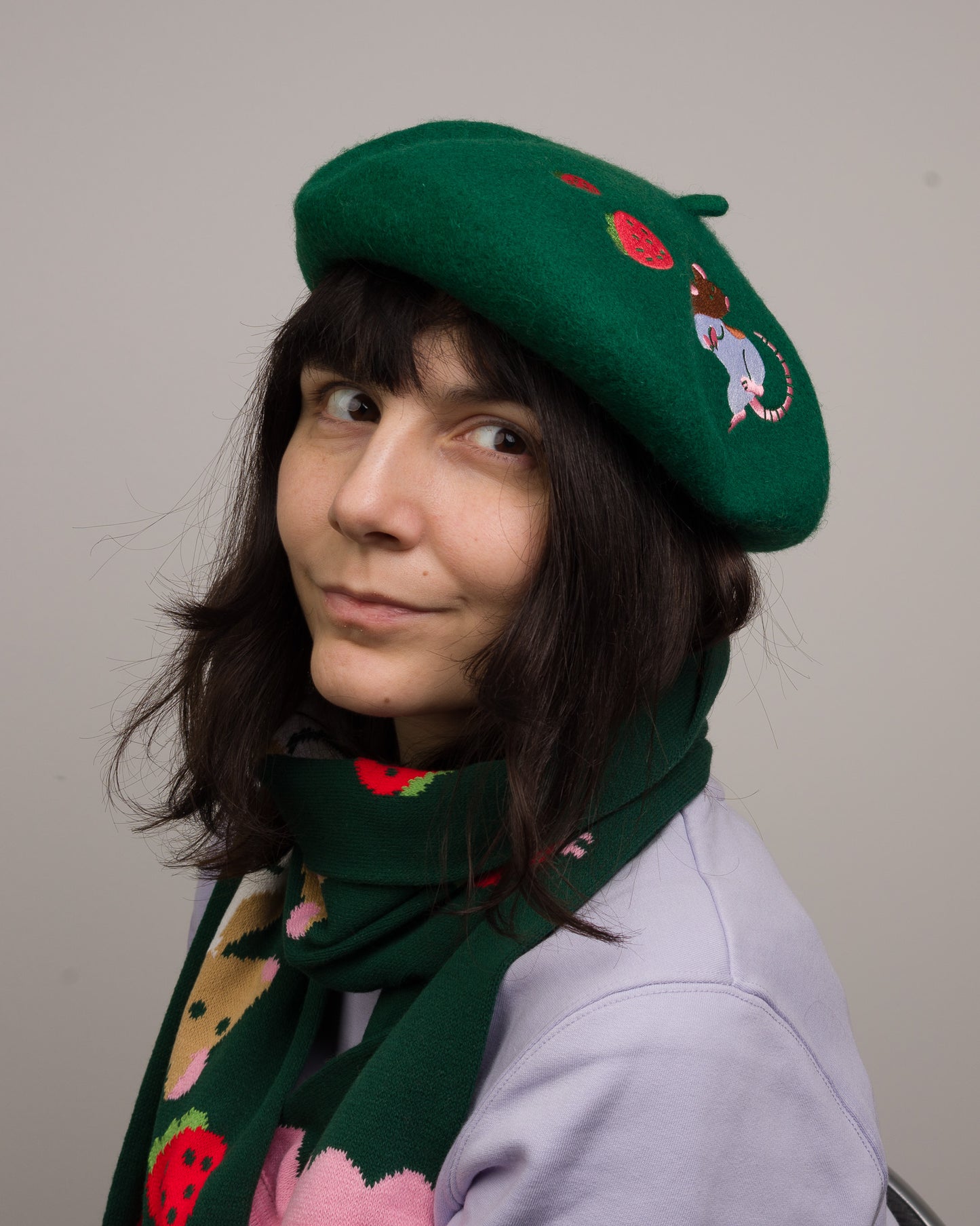 Rats and Strawberries - Wool Beret