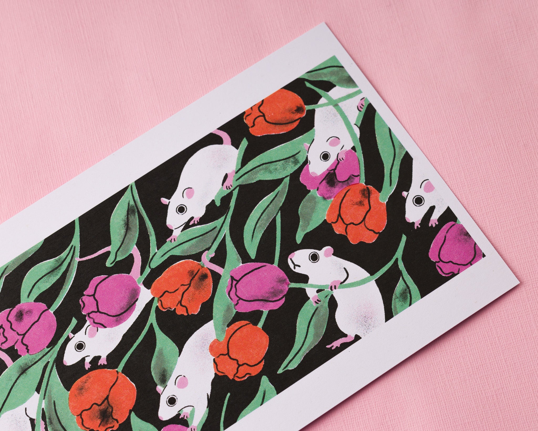 Rats and Tulips - wide Art Print