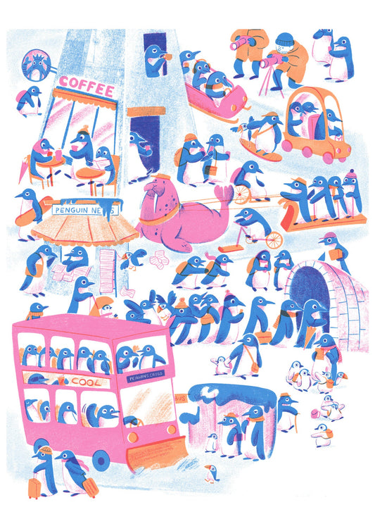 Penguin Town - A4 print
