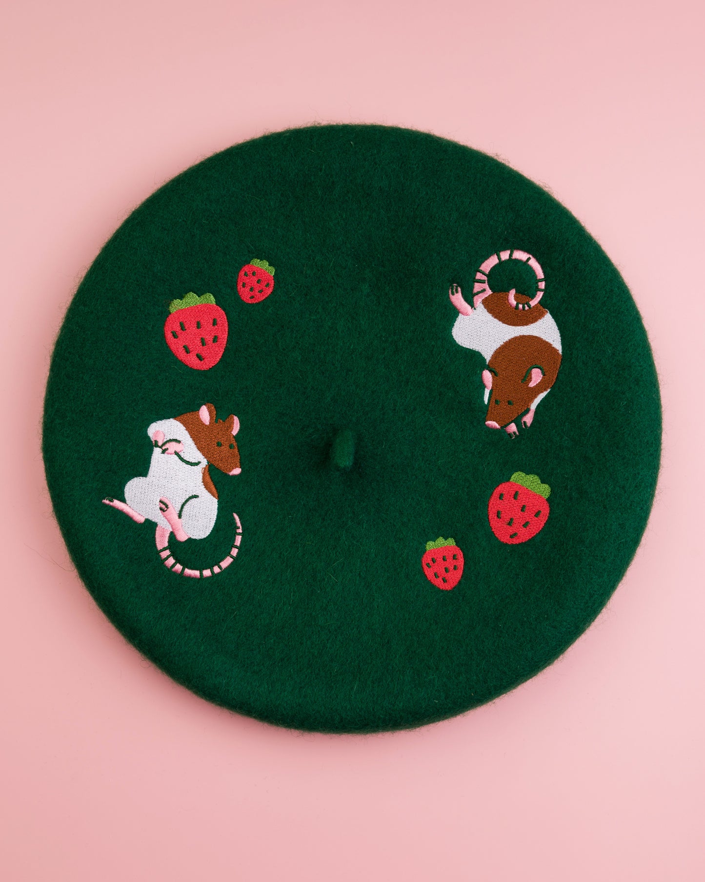 Rats and Strawberries - Wool Beret