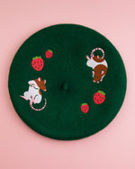 Rats and Strawberries - Wool Beret