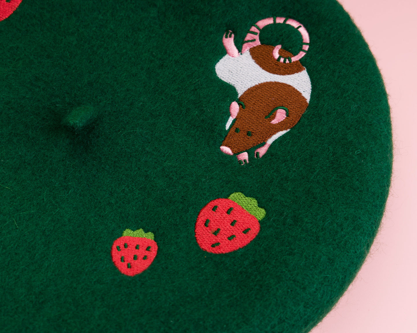 Rats and Strawberries - Wool Beret