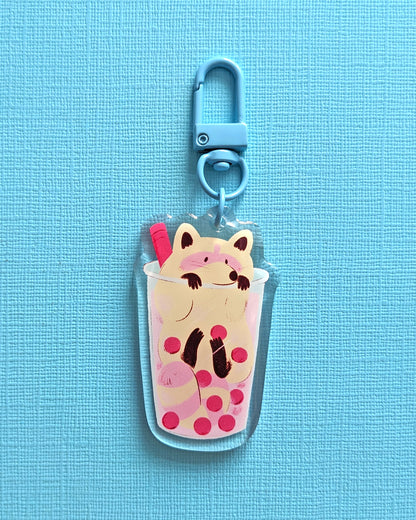 Boba Raccoon - Acrylic Keychain