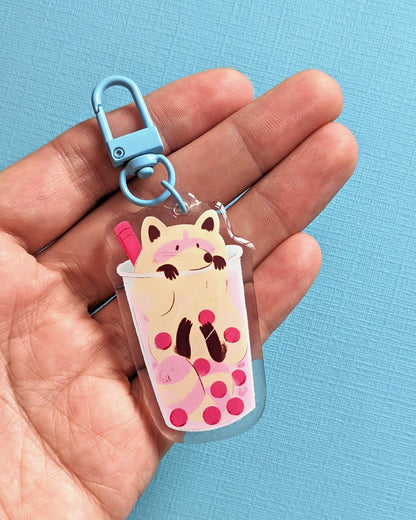 Boba Raccoon - Acrylic Keychain