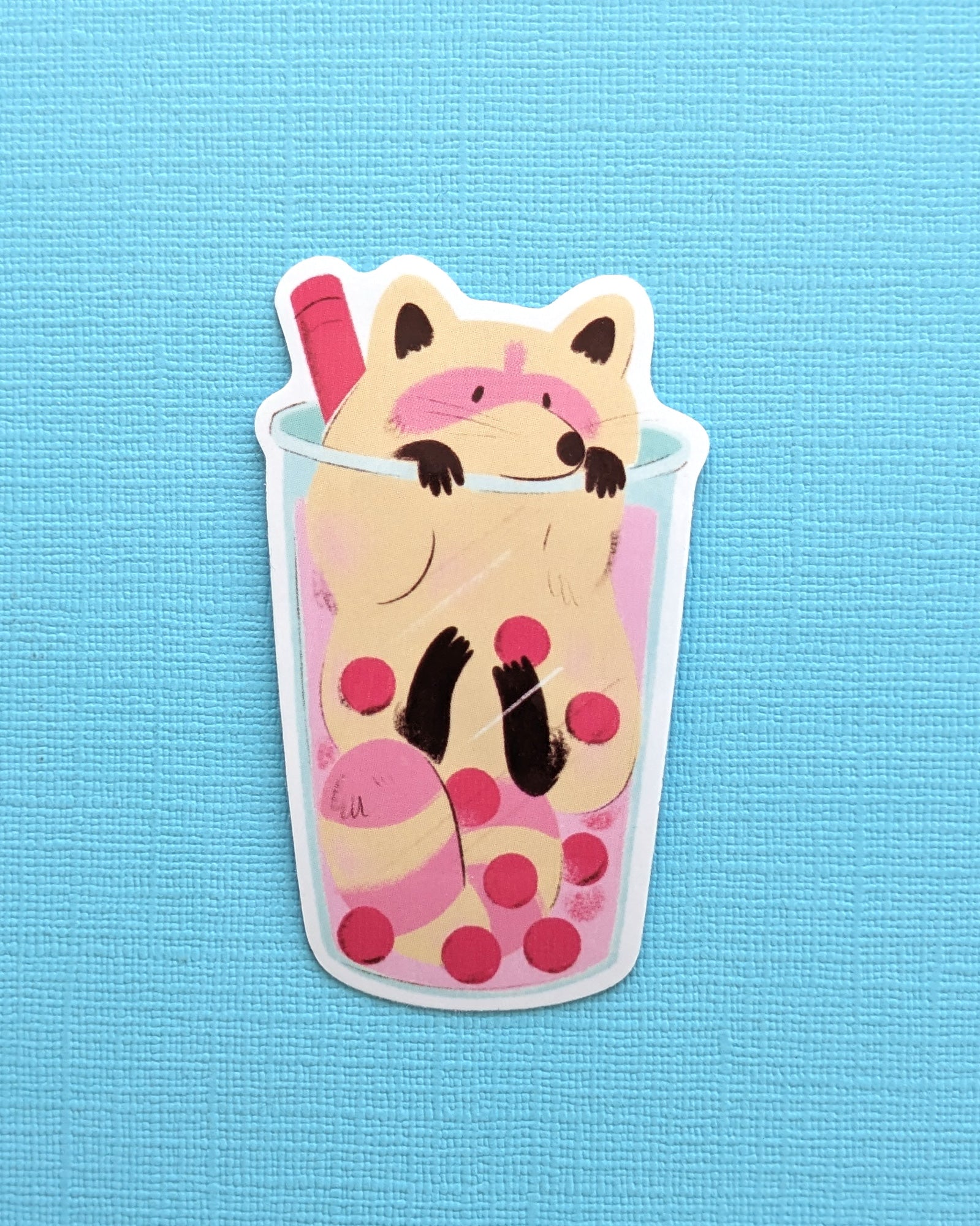 Boba Raccoon Vinyl Sticker