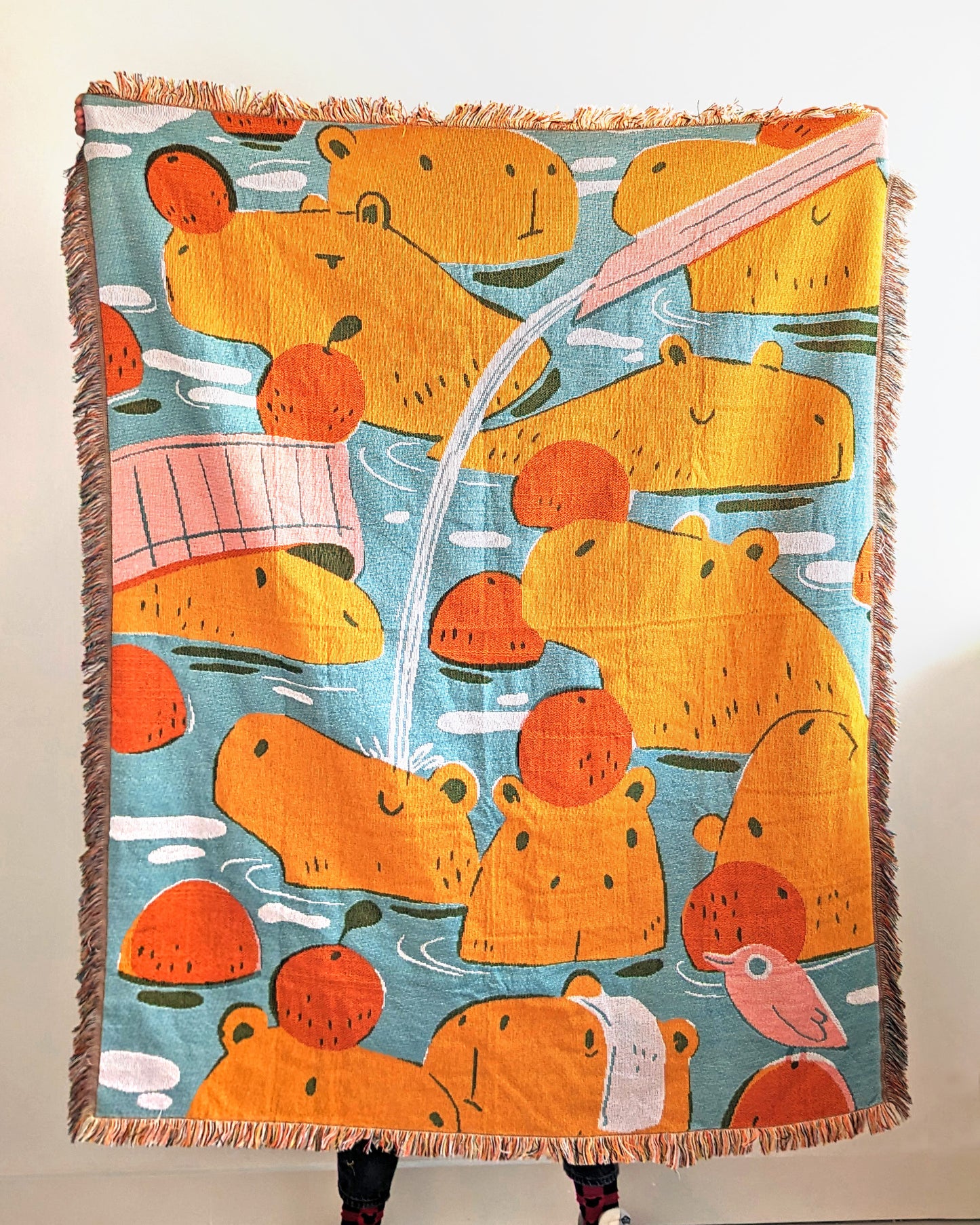 Capybaras and Oranges - Tapestry Throw Blanket